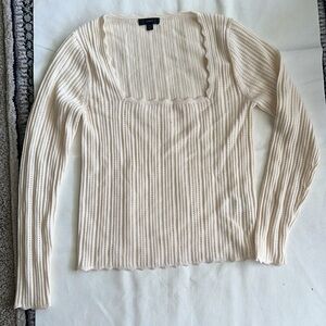 Square Neck Pointelle Blouse J Crew Size M